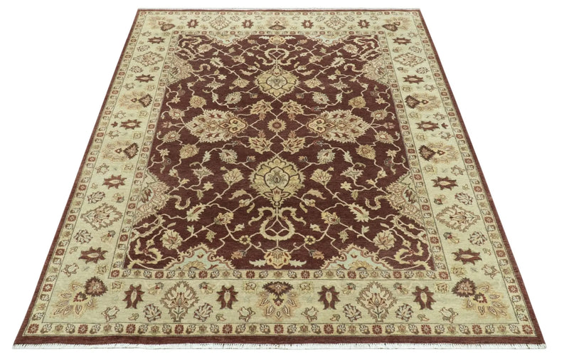 8X10 Fine Hand Knotted Rust And Gold Traditional Design Wool Rug The Rug Decor