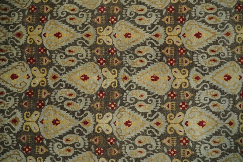 8x8 Round Fine Hand Knotted Brown and Beige Traditional Vintage Persian Style Antique Wool Rug | AGR48 The Rug Decor