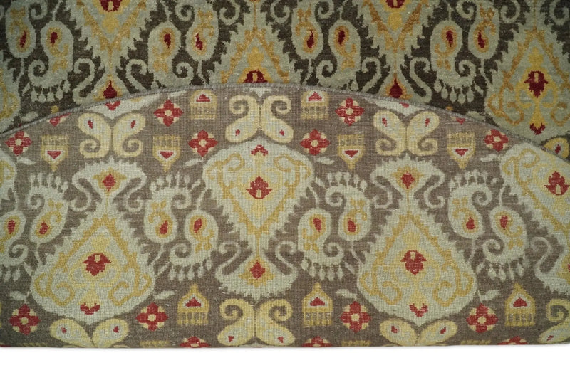 8x8 Round Fine Hand Knotted Brown and Beige Traditional Vintage Persian Style Antique Wool Rug | AGR48 The Rug Decor