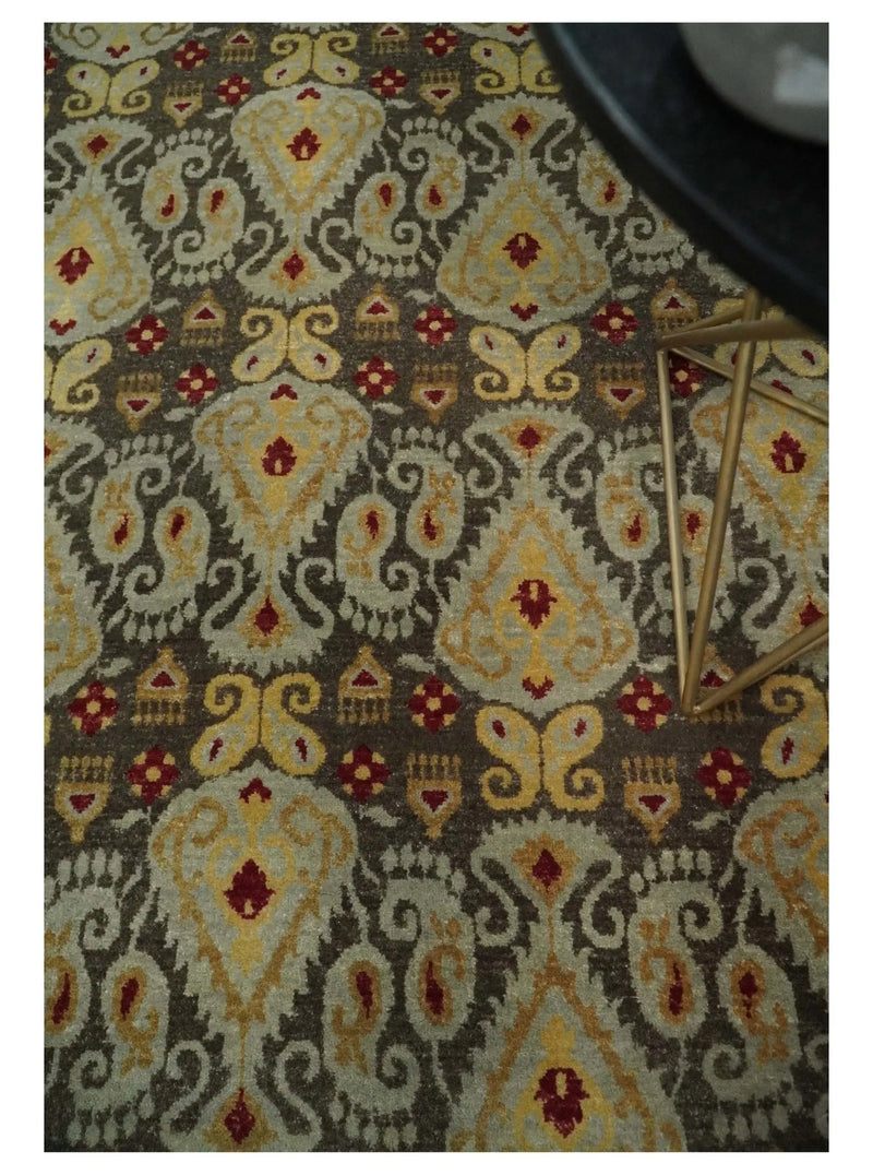 8x8 Round Fine Hand Knotted Brown and Beige Traditional Vintage Persian Style Antique Wool Rug | AGR48 The Rug Decor