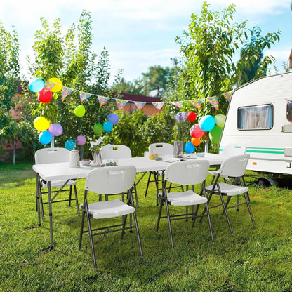 34" Fold in Half Square Table, Bi-Folding Commercial Table, Portable Plastic Dining Card Table for Kitchen or Outdoor Party Wedding Event, White