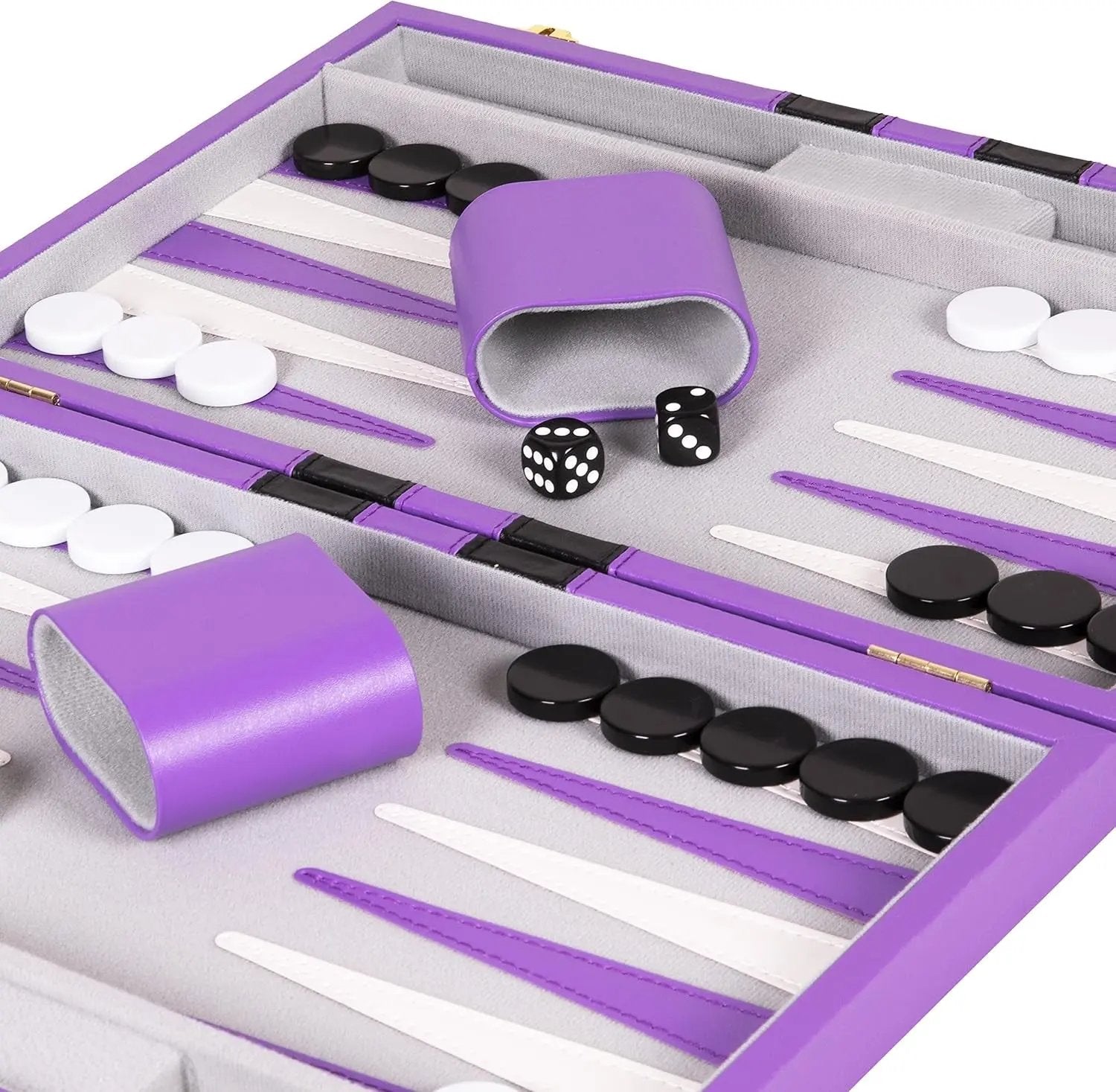 Tiny Backgammon Battle Kit: War of Wits for Grown-Ups & Mini-Mes - Comes with Fancy Leather Fortress & Secret Battle Tips (Purple Power!)
