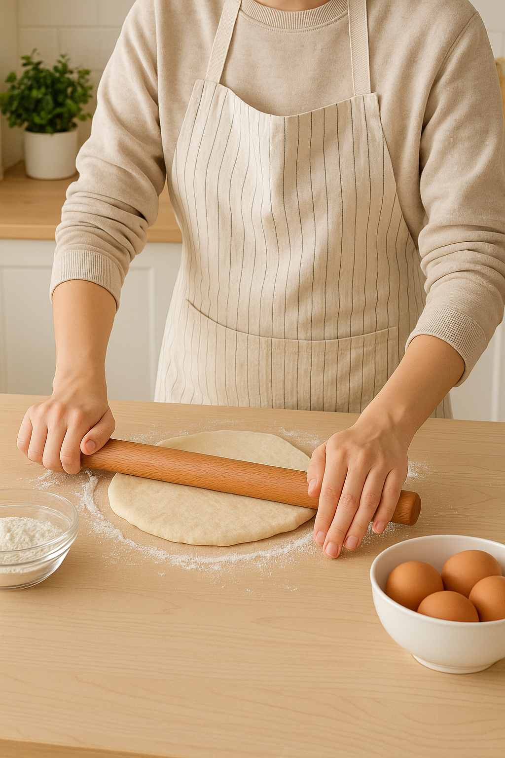 French Style Wooden Rolling Pin for Baking, Pastry & Pizza Crust