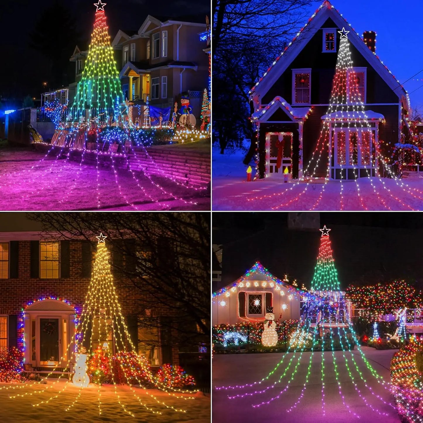 Transform Your Outdoors with 16.4Ft RGB Star String Lights - Remote-Controlled Christmas Decor for a Magical Holiday Glow