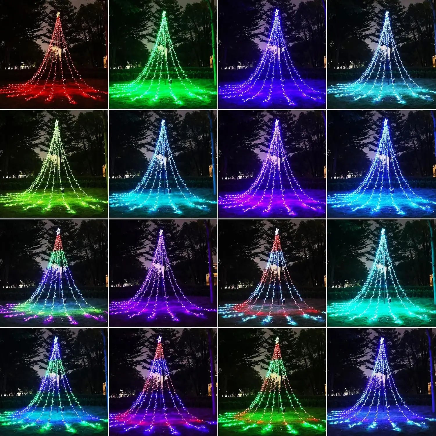 Transform Your Outdoors with 16.4Ft RGB Star String Lights - Remote-Controlled Christmas Decor for a Magical Holiday Glow