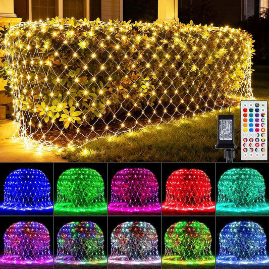 Transform Your Outdoors with 10FT x 10FT Color-Changing Christmas Net Lights – 240 LED Remote-Controlled Mesh for Festive Decor
