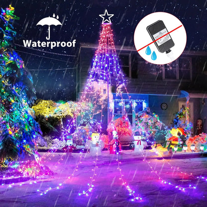 Transform Your Outdoors with 16.4Ft RGB Star String Lights - Remote-Controlled Christmas Decor for a Magical Holiday Glow