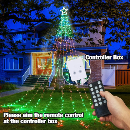 Transform Your Outdoors with 16.4Ft RGB Star String Lights - Remote-Controlled Christmas Decor for a Magical Holiday Glow