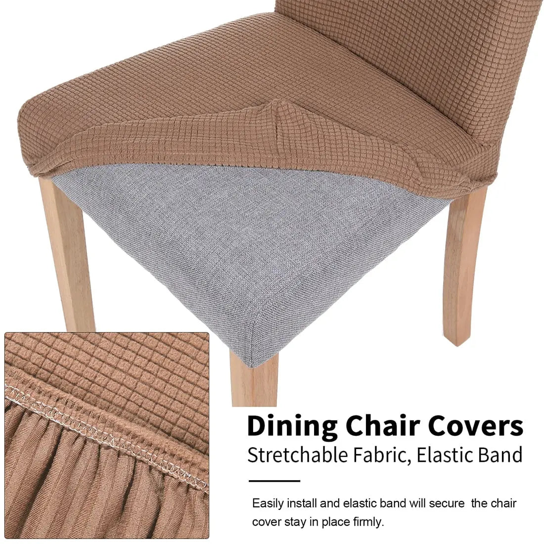 4 Pack Chair Covers for Dining Room, Stretch Chair Protector Slipcovers, Camel