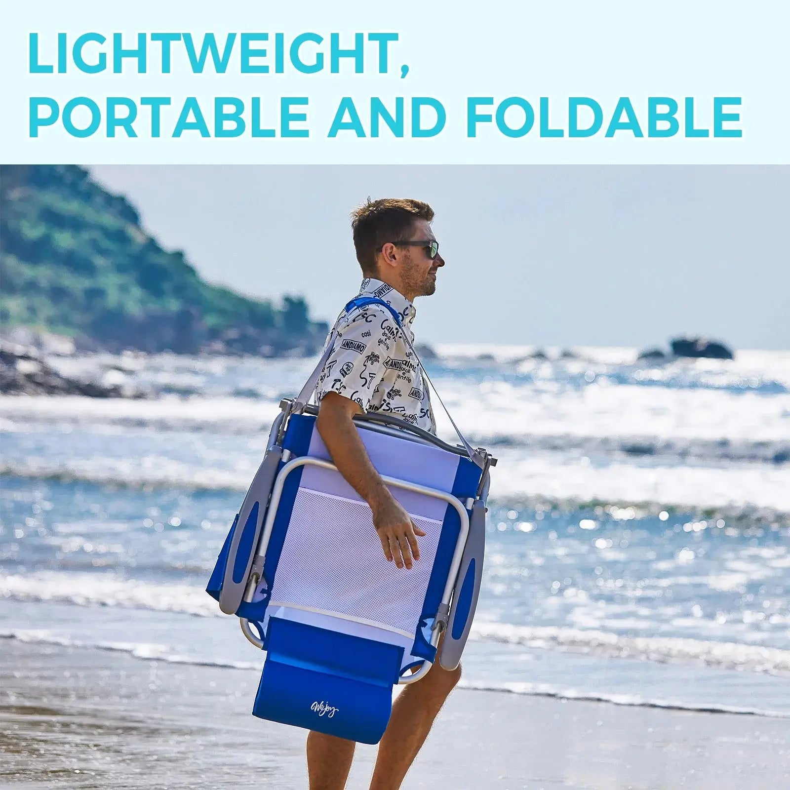 Ultimate Comfort: 4-Position Adjustable Backpack Beach Chair - Lightweight Aluminum Relaxation with Headrest, Cup Holder, and Towel Rack - Holds Up to 265 lbs!
