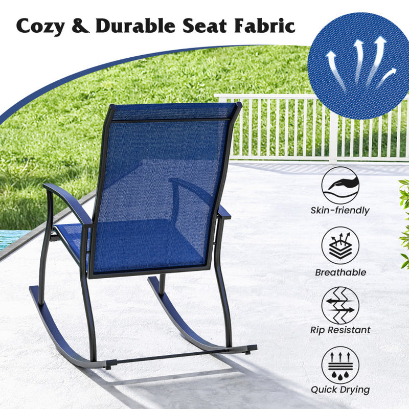 Cozy Up Your Outdoors: 2-Piece Rocking Chair Set with Breathable Backrest! 🌿🪑✨
