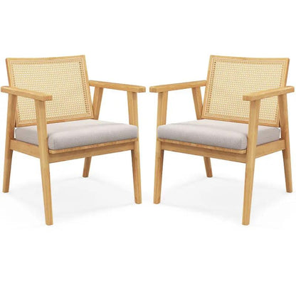 Stylish Set of 2 Mid Century Modern Accent Chairs with Chic Rattan Backs! 🪑✨