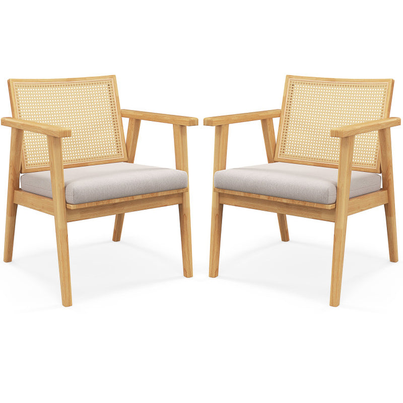 Stylish Set of 2 Mid Century Modern Accent Chairs with Chic Rattan Backs! 🪑✨