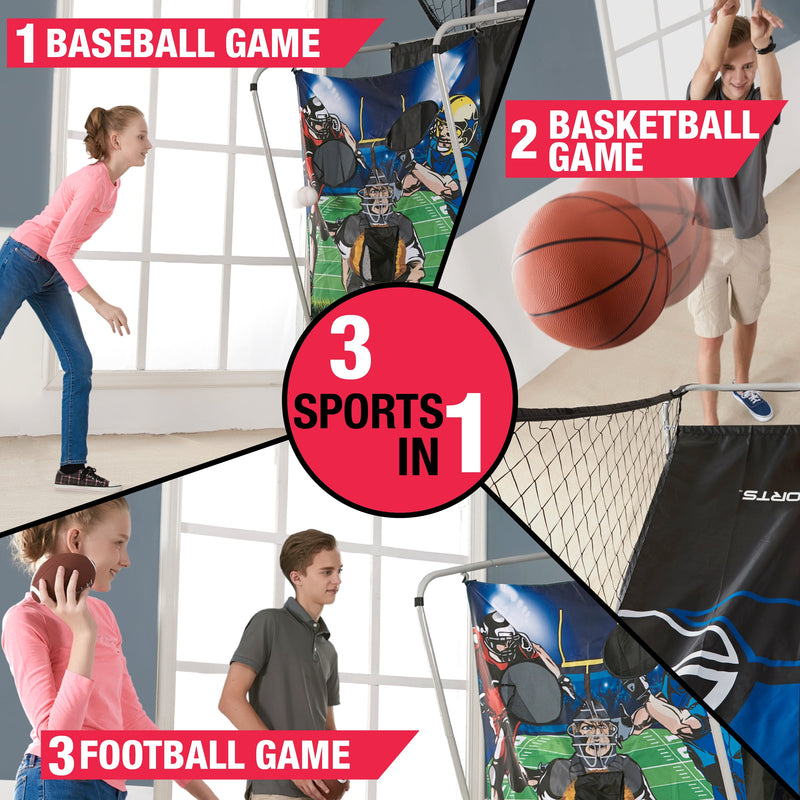 Score Big with the Ultimate 3 in 1 Multi Game: Basketball, Football, and Baseball Fun! 🏀⚽⚾️