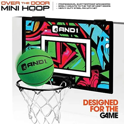 over the Door Mini Basketball Hoop, 18"X12" Shatterproof Backboard, Indoor Basketball for Kids and Adults