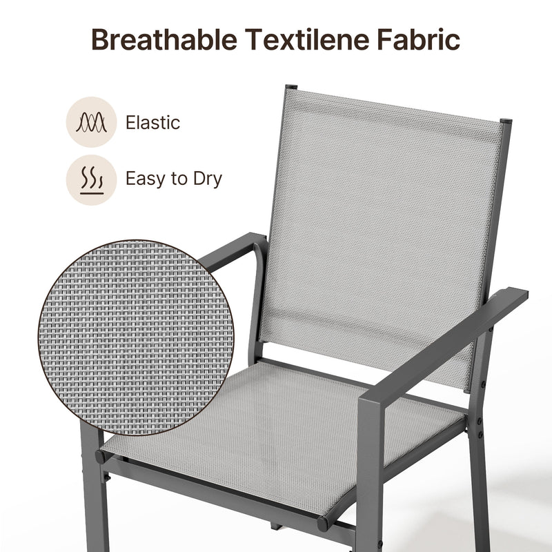 Transform Your Outdoor Space with the 7-Piece Gray Patio Dining Set - Includes 6 Stylish Textilene Chairs and a Durable Metal Table!