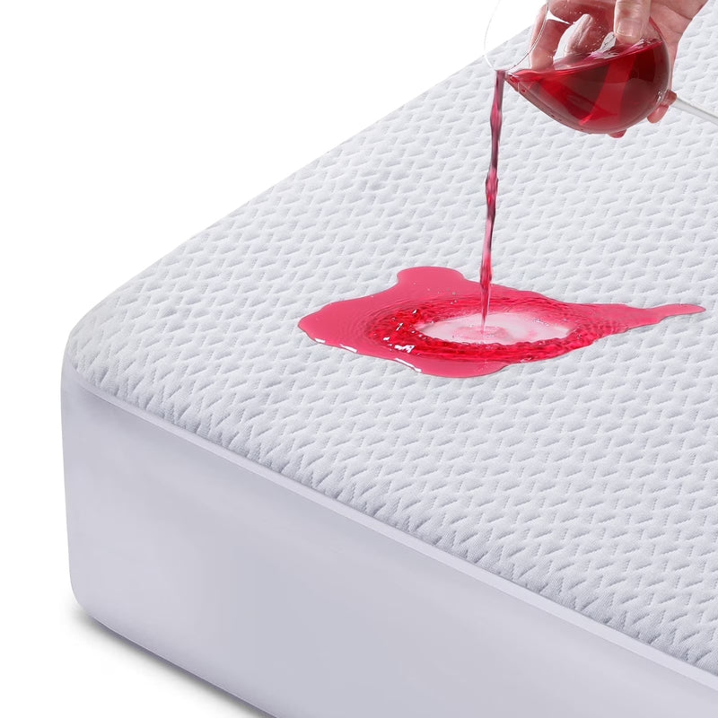 100% Waterproof Mattress Protector Twin Size Premium Viscose from Bamboo 3D Air Cooling Mattress Pad Cover for Bed Ultra-Soft Breathable Noiseless with 8''-21'' Deep Pocket (Dark Gray, Twin)