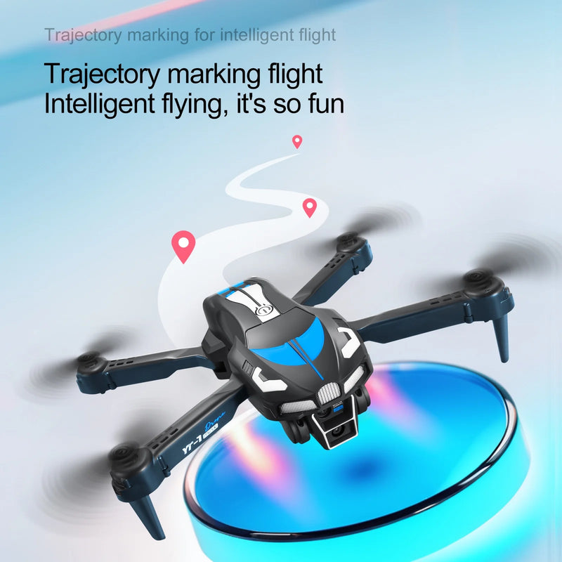 RC Drone with 4K Three Camera for Kids Adults, RC Quadcopter with LED, Path Planning, 2 Batteries, Carrying Case, Blue