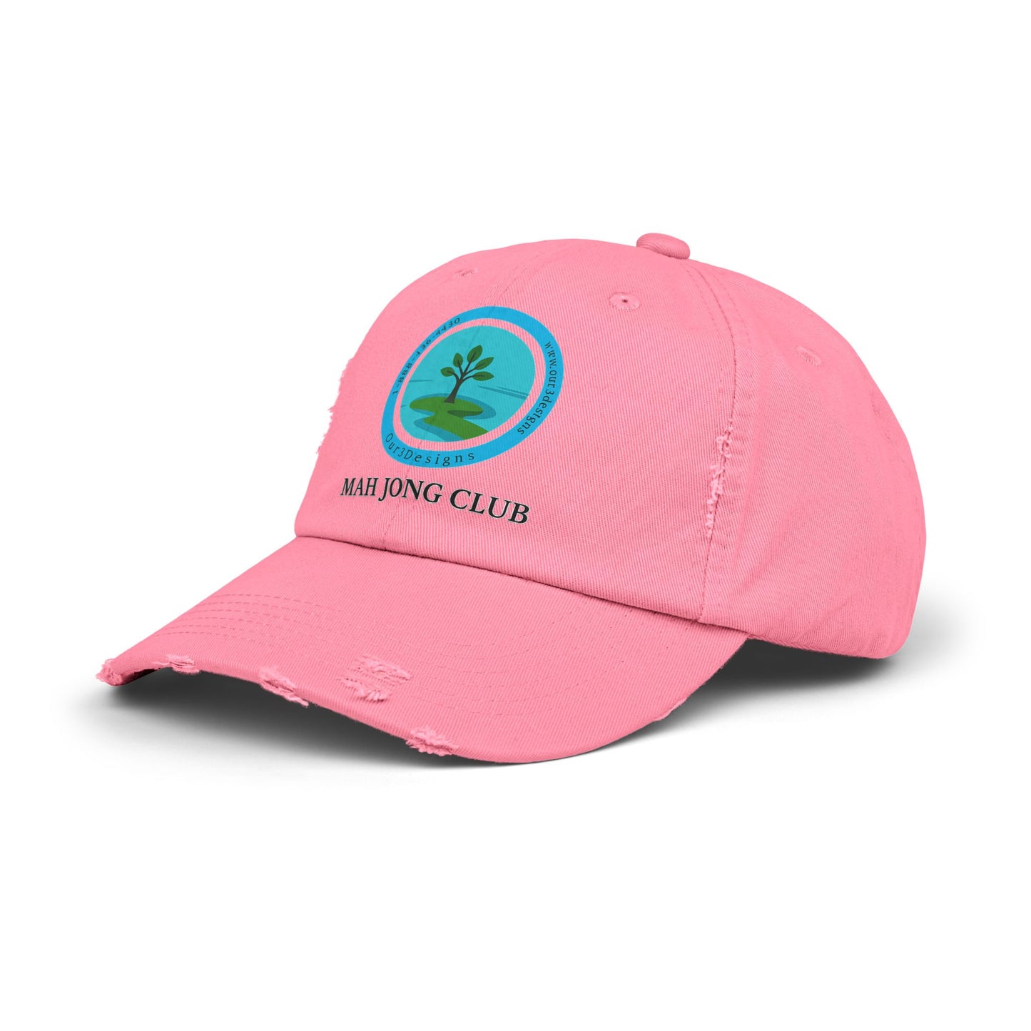 Unisex Distressed Cap - Mah Jong Club Hat for Casual Wear