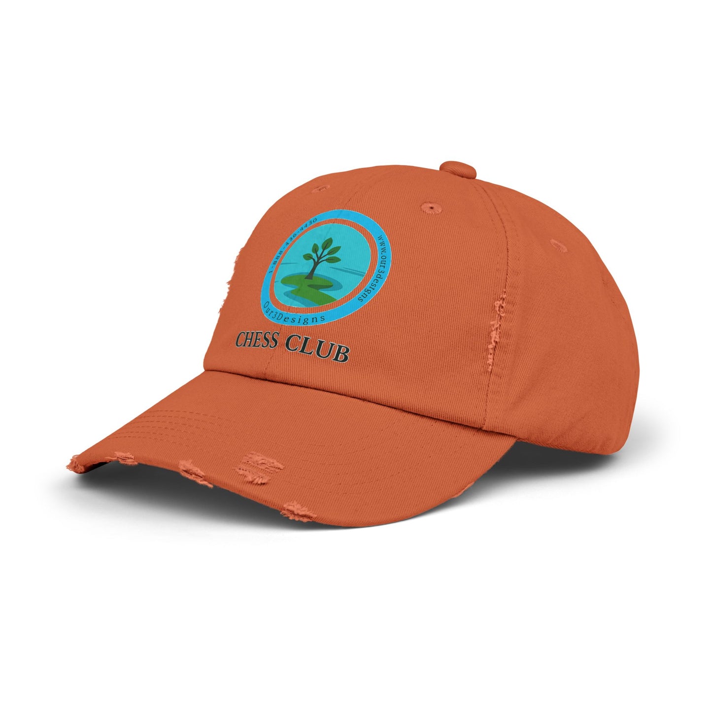 Unisex Distressed Cap - Chess Club Design