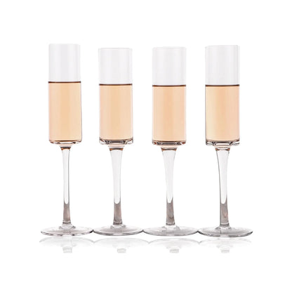 Champagne Flutes - Hand-Blown Crystal Mimosa Glasses (6Oz/180Ml)