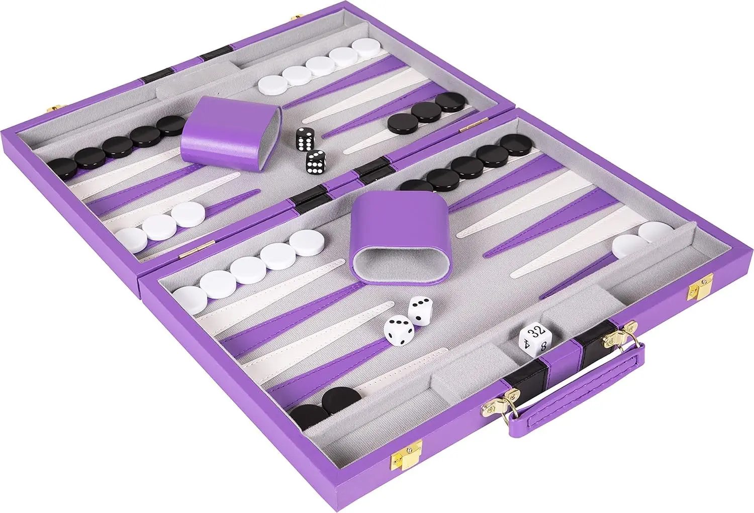 Tiny Backgammon Battle Kit: War of Wits for Grown-Ups & Mini-Mes - Comes with Fancy Leather Fortress & Secret Battle Tips (Purple Power!)