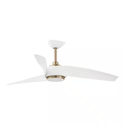 Tudor 56 In. Indoor Brushed Gold with White Blades Ceiling Fan with Adjustable White Integrated LED with Remote Included