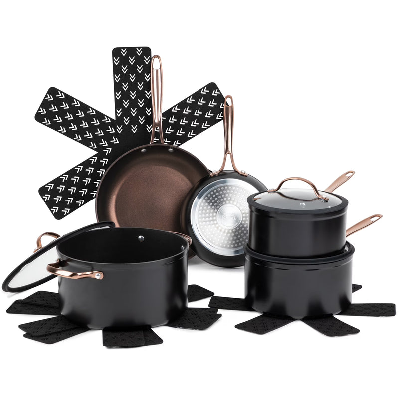 12-Piece Non-Stick Cookware Set, Signature Collection Pots and Pans Set - Blue