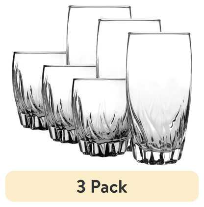 (3 Pack)  12 Piece Radiant Drinking Glasses Set, 16 Oz & 12 Oz Clear Glasses