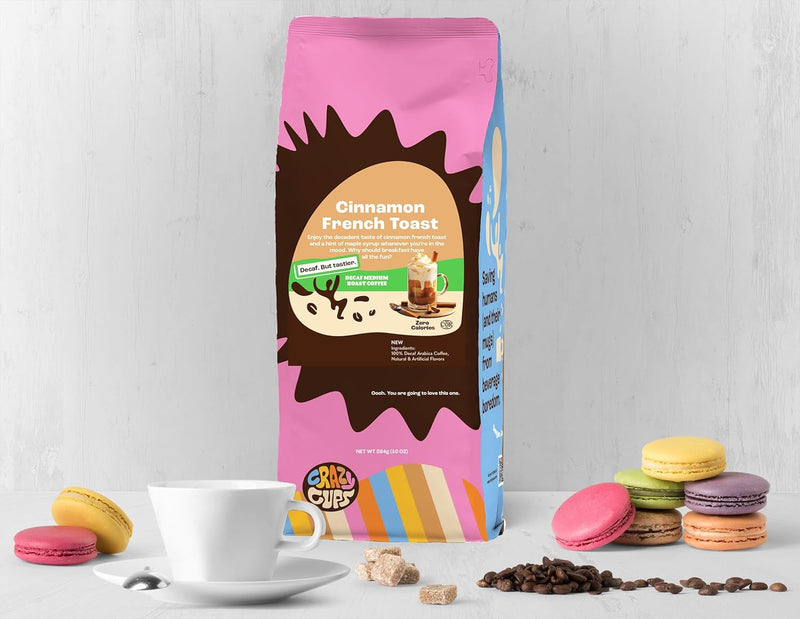Indulge in Decaf Delight: French Toast Cinnamon Flavored Ground Coffee - 3 Count Value Pack (10 Oz Bags) for Hot or Iced Brewing