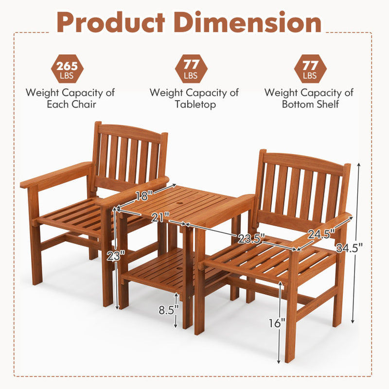 Chic 3-Piece Bistro Set for Your Patio – Perfect for Sunny Days with Umbrella Hole!