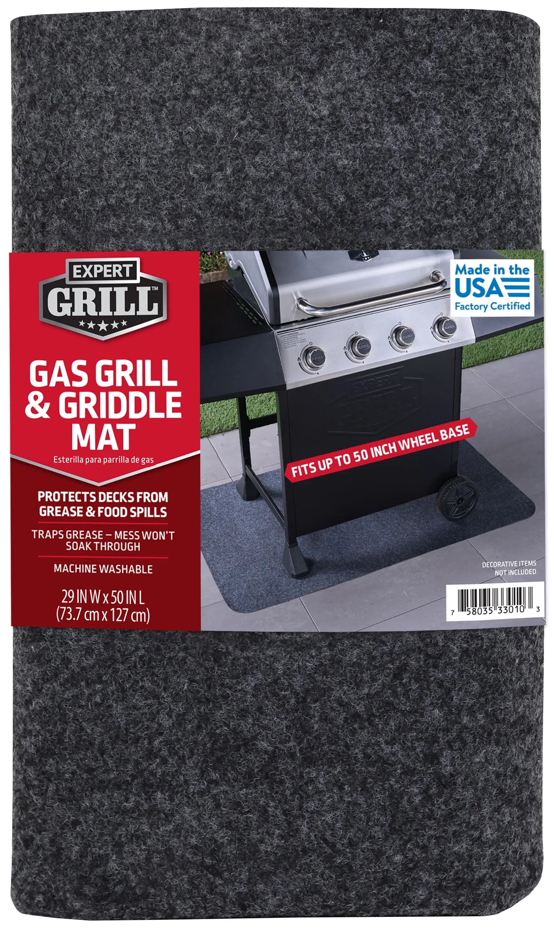 5 Burner Propane Gas Grill with Side Burner and Mat