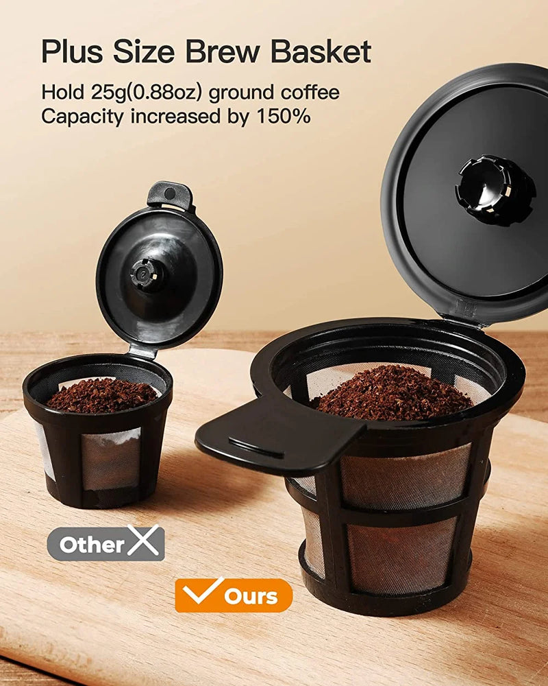Single Serve Coffee Maker for K Cup & Ground Coffee, Coffee Maker with Bold Brew, 6 to 14 Oz Fits Travel Mug, Classic Black