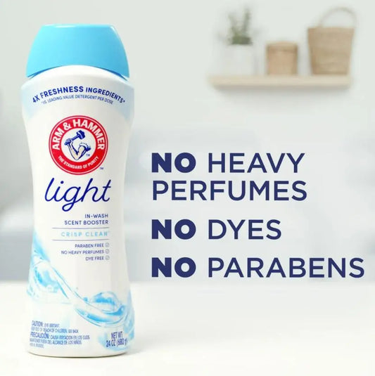 ARM & HAMMER Light In-Wash Scent Booster, Laundry Scent Booster Crisp Clean scent, 24 Oz ARM & HAMMER
