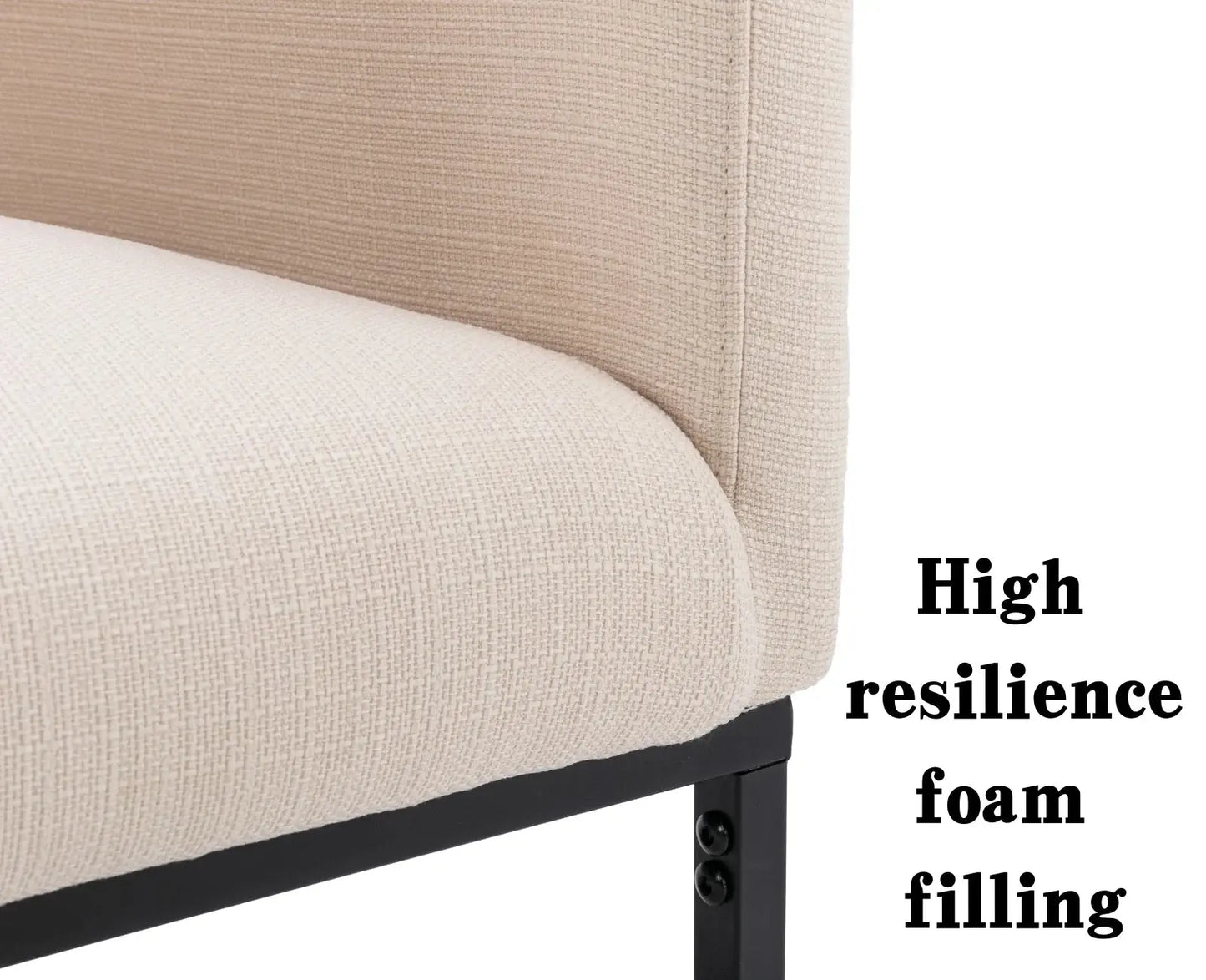 Modern Linen Dining Chair, Mid-Century Upholstered Barrel Kitchen Chairs Fabric Side Chair with Metal Legs and Curved Back for Living Room Dining Room Bedroom, Cream