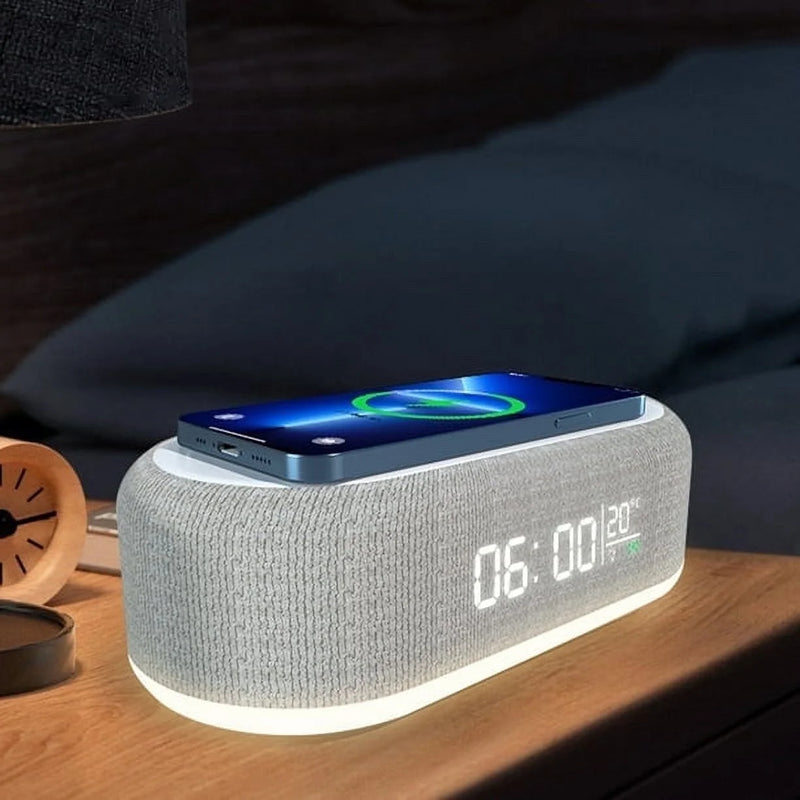 4-in-1 Digital Alarm Clock & Fast Wireless Charger - Dual Alarm, USB Charging, Countdown Timer & RGB Mode for Heavy Sleepers