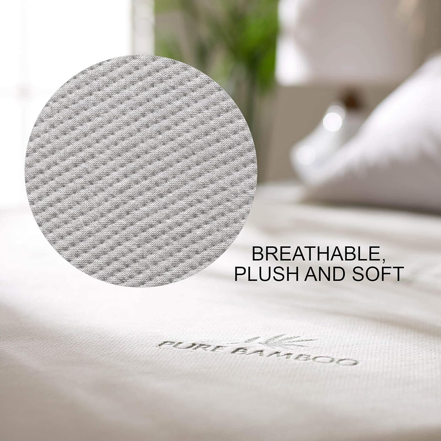 Queen Mattress Protector by , Waterproof - Viscose Derived from Bamboo, Breathable, Noiseless Mattress Cover Protects against Moisture, Spills, Stains (Queen)