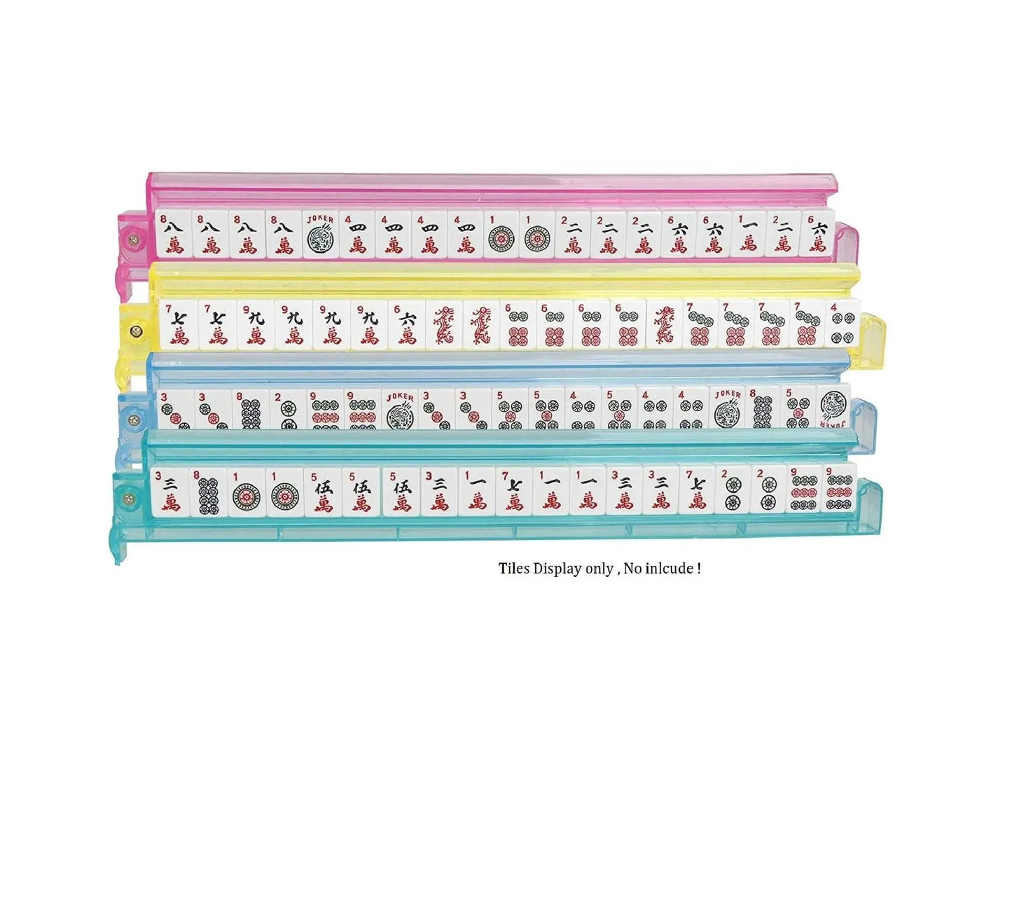 Acrylic Mahjong Mah Jongg Rack and Pusher Combo ,Mah Jong Combo Racks- Multi - Color - Set of 4