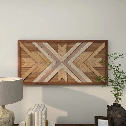 Artisan-Made Southwestern Geometric Wooden Wall Decor for Charming Home Accents