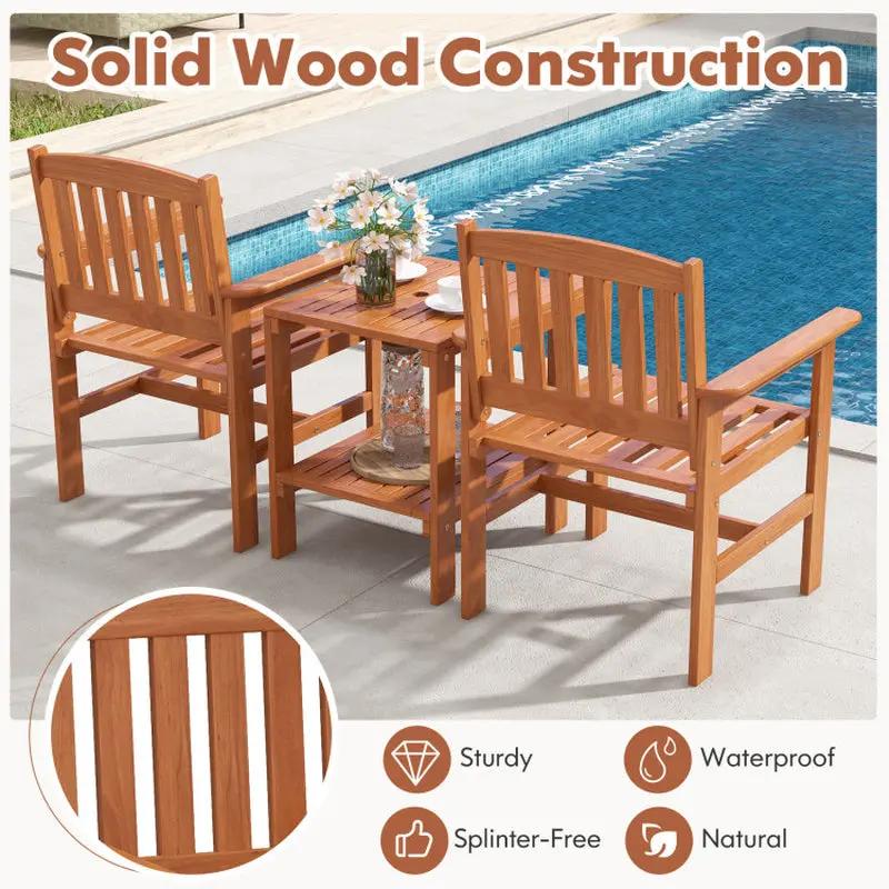 Chic 3-Piece Bistro Set for Your Patio – Perfect for Sunny Days with Umbrella Hole!