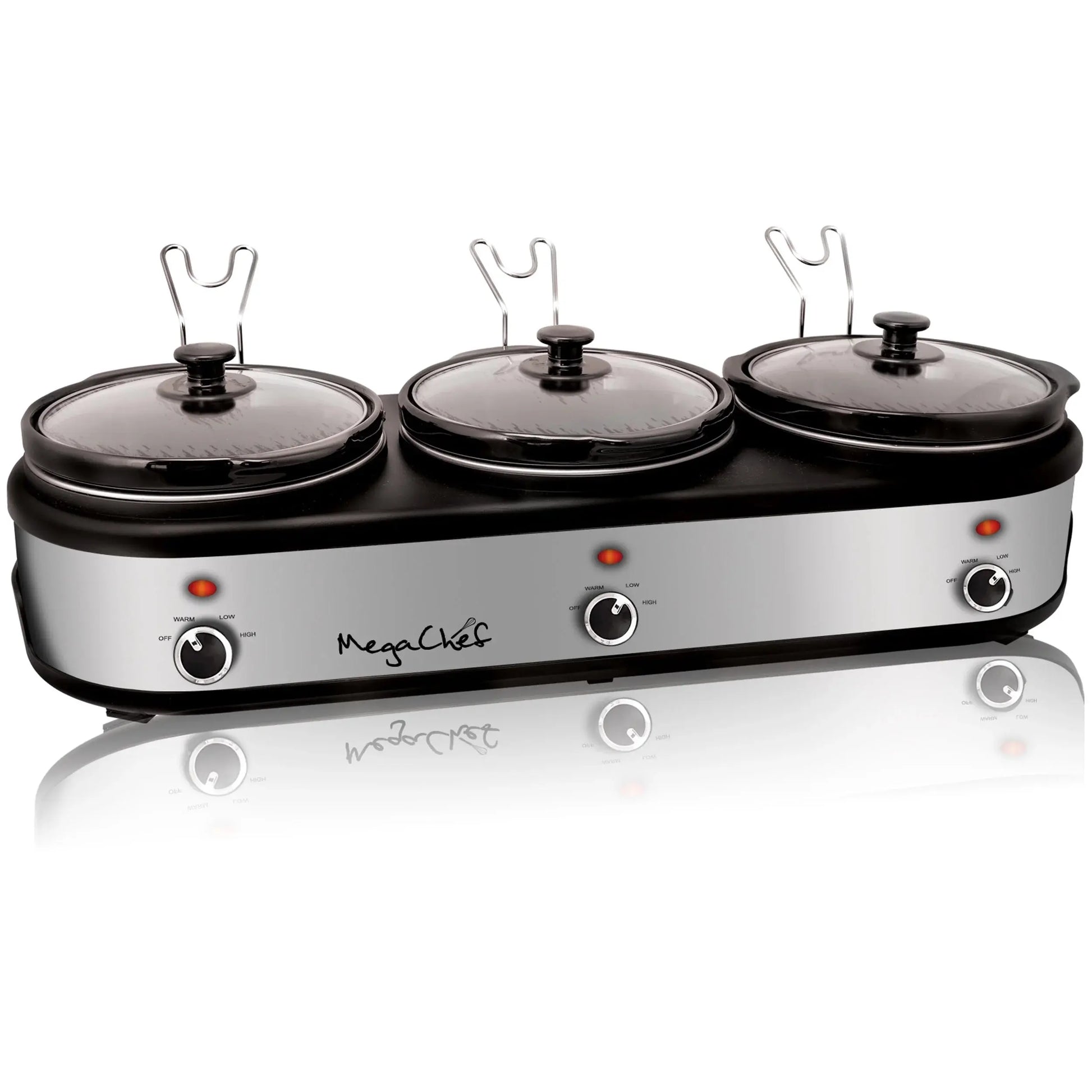 Mega Chef Mega Chef 2.5 Qt. Triple Slow Cooker and Buffet Server