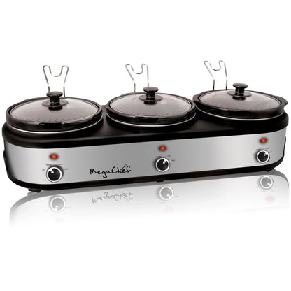 Mega Chef Mega Chef 2.5 Qt. Triple Slow Cooker and Buffet Server