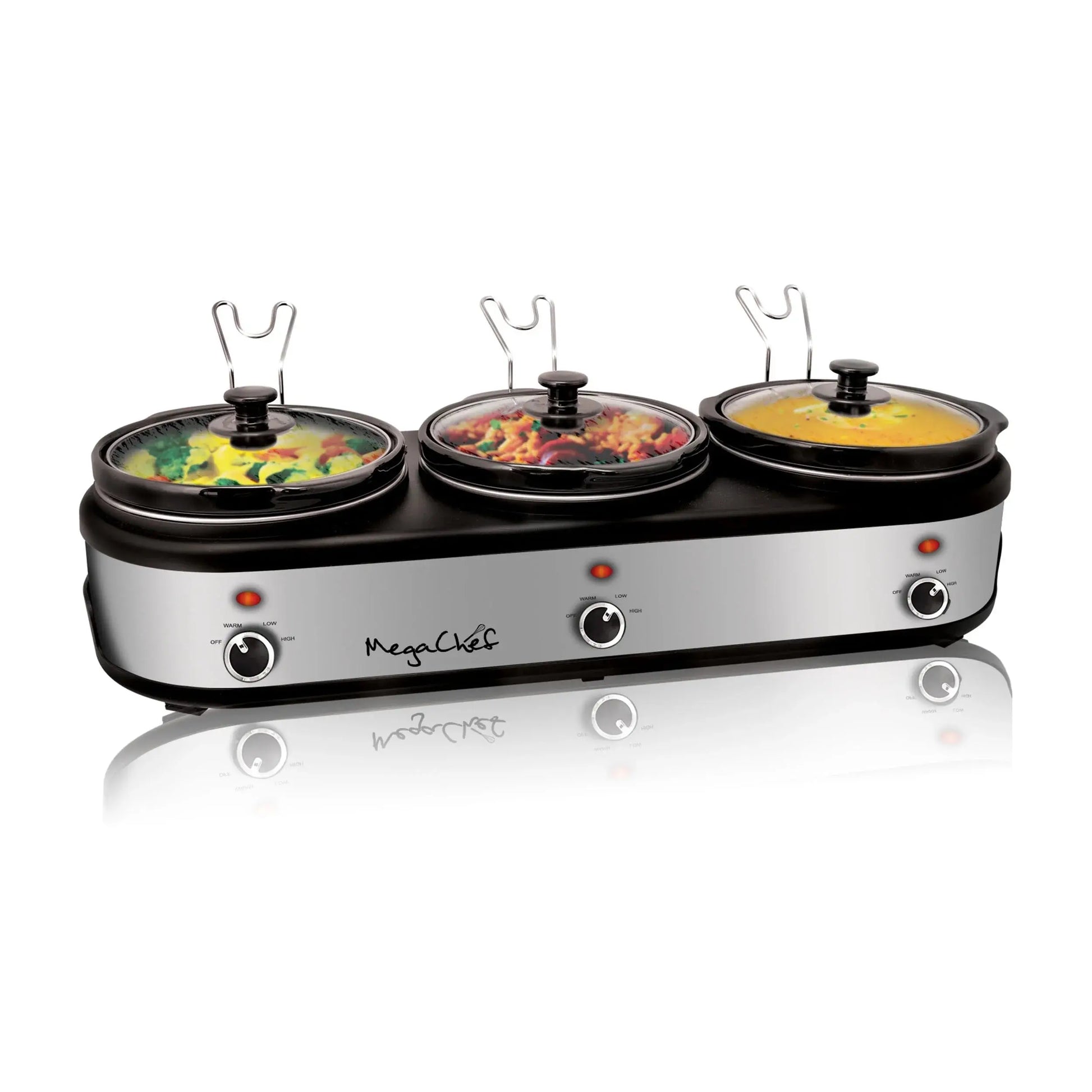 Mega Chef Mega Chef 2.5 Qt. Triple Slow Cooker and Buffet Server