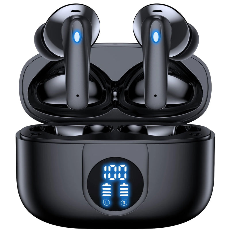 Wireless Earbuds, Bluetooth Headphones V5.4 Stereo Ear Buds with Noise Cancelling Mics, 60H Playback Mini Case with Dual LED Display, IP7 Waterproof In-Ear Earphones for Android Ios
