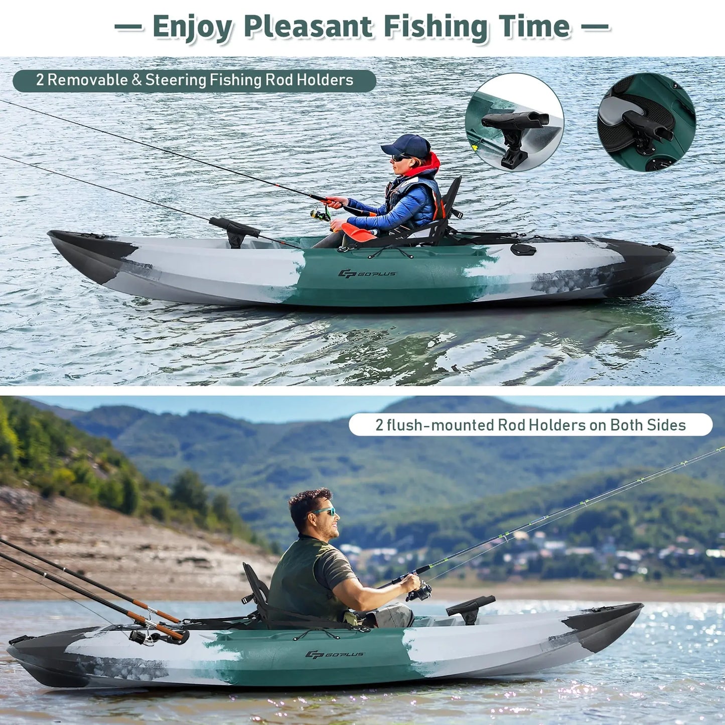 Experience Ultimate Adventure with the Single Sit-On-Top Fishing Kayak Featuring Rod Holders & Paddle!