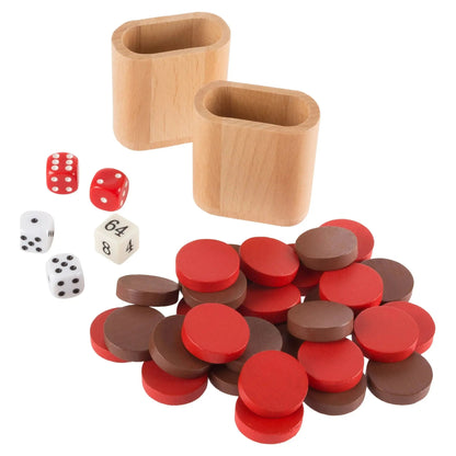 Wood Backgammon Board Game Set with Folding Board for Storage, Portable Handle, and Game Accessories by Hey! Play!