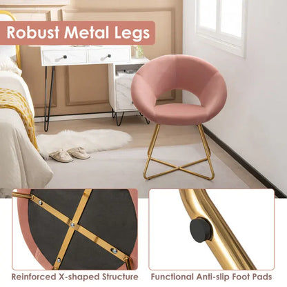 Modern Velvet Accent Chair Vanity Chair with Metal Legs