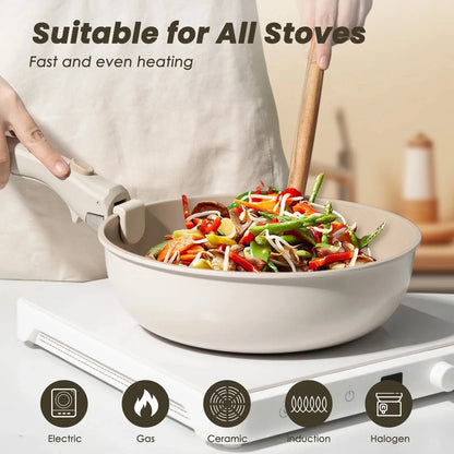 Upgrade Your Kitchen Game with This 19-Piece Non-Stick Pots & Pans Set! Safe, Stylish, and Super Versatile! 🍳✨