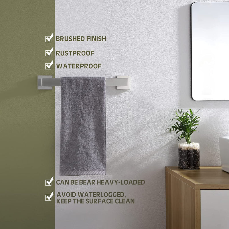 12-Inch Single Towel Bar Bathroom Kitchen Towel Holder Wall Mounted SUS304 Stainless Steel Towel Rack Brushed Nickel B4003BR-L12