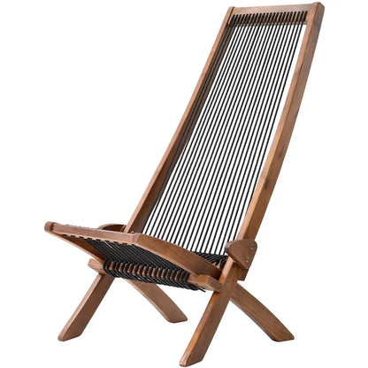 Chair Foldable Leisure Chair Wooden Slanted Back Accent Chair Simple Indoor Outdoor Furniture